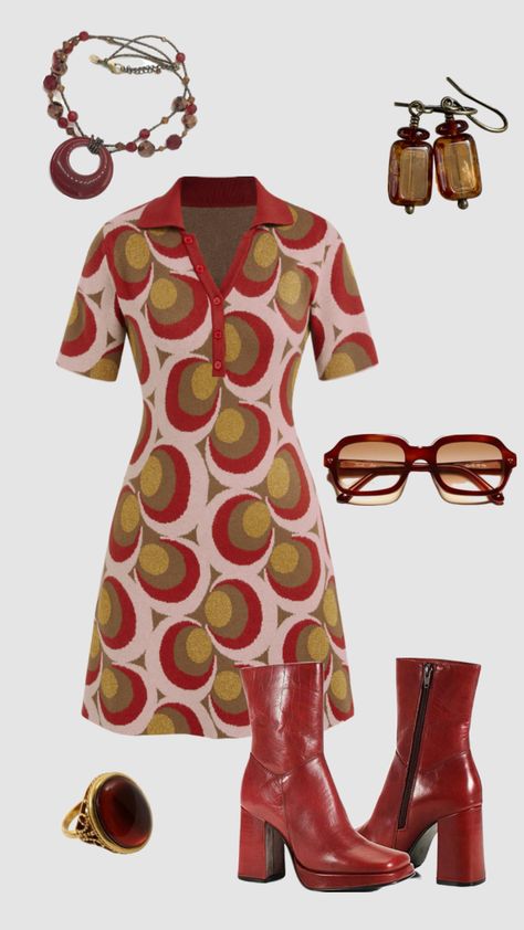 60s 70s inspired outfit #outfitinspo #vintage #retro #70s #60s Retro Outfits 60s, 1960s Inspired Outfits, Disco Christmas Party, Vintage 70s Aesthetic, 1960s Outfit, 60s Inspired Outfits, Outfits 60s, 70s Inspired Outfits, Outfits 70s