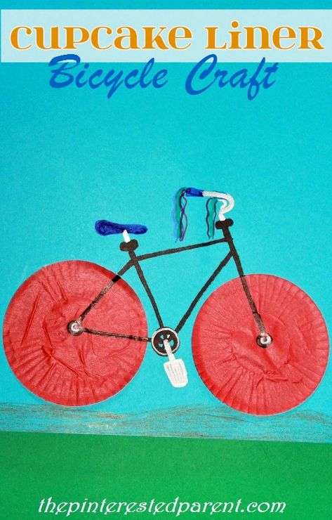 Cupcake Liner Bicycle Craft Bicycle Crafts, Transportation Theme Preschool, Cupcake Liner Crafts, Bike Craft, Summer Preschool Crafts, Whale Crafts, Bicycle Ideas, Bicycle Diy, Transportation Crafts