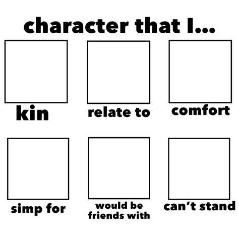 Fandoms Im In Template, Character Tier List Template, Character Kin Templates, My Comfort Character Is Literally A Template, Character That I Kin Relate To Template, Characters That I Template, Character That I Template, Character Ais Ideas To Talk To, Fanart Challenge Template