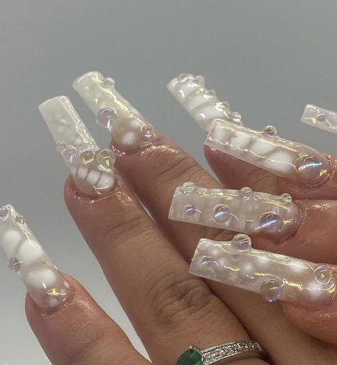 Acrylic Nail Jewel Designs, Bubble Nails, Classy Acrylic, Nails Yellow, Edgy Nails, Really Cute Nails, Exotic Nails, Bling Acrylic Nails, Square Acrylic Nails