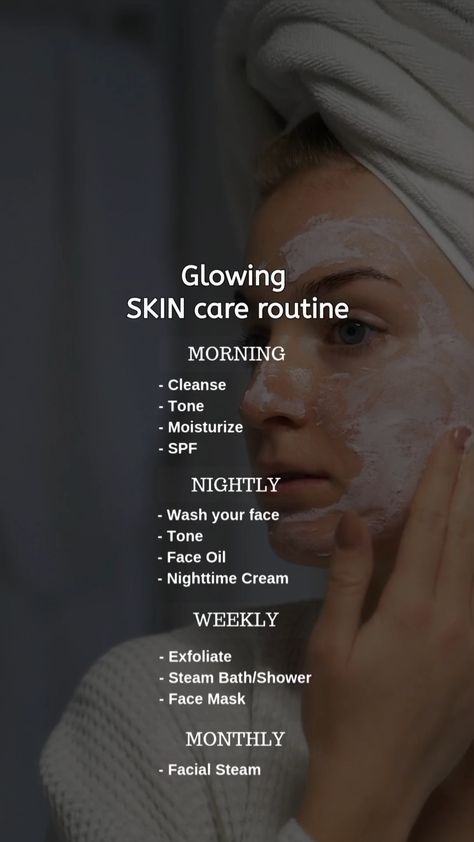 Glowing Skin care routine 💫 Glowing Skin Hacks, Glow Up Videos, Glowing Skin Care, Glowing Skin Routine, Beginner Skin Care Routine, Ayurvedic Skin Care, Skincare Hacks, Skin Advice, Clear Healthy Skin