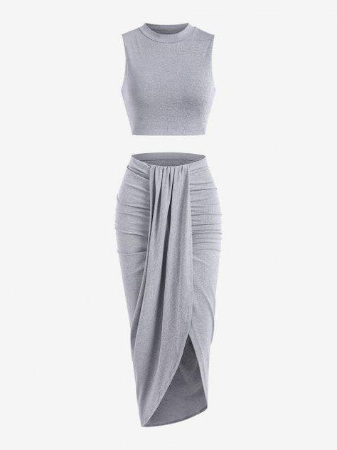 #girlsfashion #girlyoutfits #girlsclothes #girlswears #womenfashionstyle #womenfashionwear #womenfashiontrends #womenfashionline #womenfashionstore #womenfashionpower #womensfashion #womenfashionpost #blousewithpocket #longsleeveshirts #longsleevedress #longsleevetop #newchic Twist Skirt, Split Front Skirt, Summer Two Piece Outfits, Twisted Skirt, Rock Outfit, Bodycon Maxi Dresses, Maxi Robes, Asymmetrical Skirt, Maxi Skirts