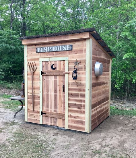 Well Pump House Cover Ideas, Water Well Pump House Ideas, Pumphouse Ideas, Well Pump House Ideas, Wellhouse Ideas, Well Pump House Shed Ideas, Pump Shed Ideas, Outhouse Storage Shed, Well House Ideas Buildings