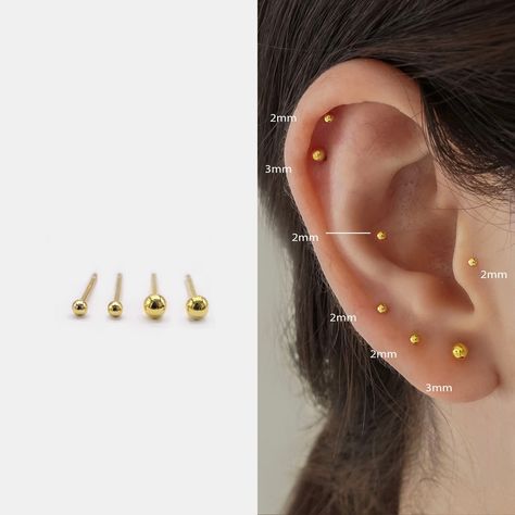 Tiny Gold Studs, Ball Stud Earrings, Ball Earrings, Packaging Gift, Earrings Studs, Flower Earrings Studs, Cartilage Earrings, Dainty Earrings, Beautiful Packaging