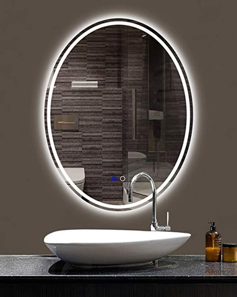 Led Mirror Bedroom, Led Mirror Design, Vogue Decor, Decorative Bathroom Mirrors, Bathroom Led Mirror, Led Wall Mirror, Oval Mirror Bathroom, Bathroom Mirror Design, Half Bathroom Decor