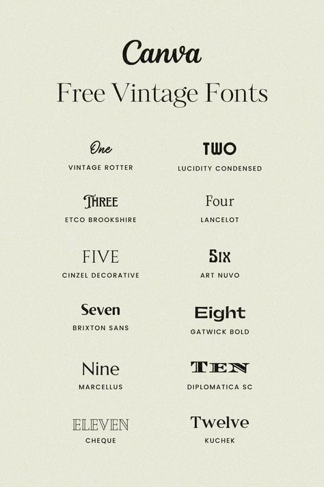 Looking for the best free vintage fonts on Canva? We've rounded up 10 of our favorites, perfect for creating timeless designs for your next project. #Canva #VintageFonts#Vintage_Free_Font #Canva_Vintage_Font #Old_Fonts_Vintage #Vintage_Canva_Fonts Free Fonts Retro, Reel Cover Design, Free Vintage Fonts, Canva Fonts Free, Fonts For Canva, Fonts For Business, Old School Fonts, Instagram Reel Cover, Letters Cursive