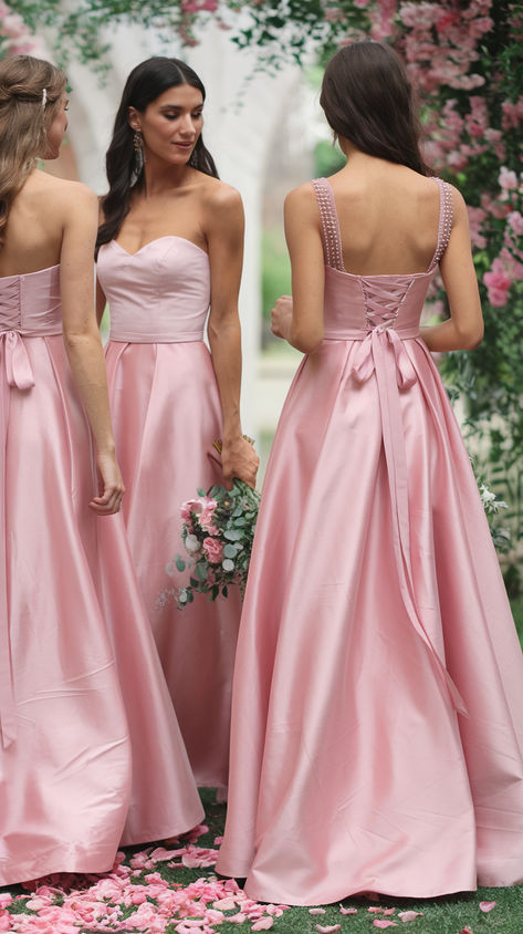 Our ultimate guide covers everything from choosing the perfect shade to styling accessories. Create a stunning, unforgettable bridal party with these timeless gowns. #WeddingPlanning #PinkSilk #BridesmaidsDresses Silk Bridesmaids Dresses, Shades Of Pink Bridesmaid Dresses, Wedding Guest Dress Pink, Bridal Aesthetic, Silk Bridesmaid Dresses, Pink Bridesmaid Dress, Wedding 2025, Pink Bridesmaid Dresses, Styling Accessories