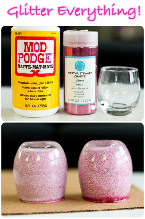 Glitter... Everything! all you need is mod podge, glitter, & an object to be glitterified!!  this blog shoes cell phone cases, mason jars, candle holders, clutches, & everything else Mod Podge Glitter, Glitter Projects, Mod Podge Crafts, Glitter Crafts, Diy Candle, Modge Podge, Glitter Ornaments, Crafty Craft, Crafty Diy