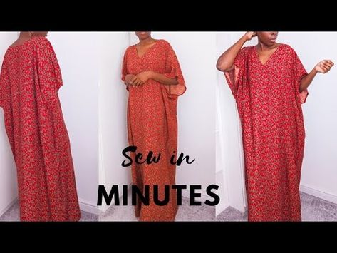 Sew a Kaftan in Minutes! Quick and Easy Tutorial - YouTube Diy Caftan Pattern, Diy Kaftan Dress Tutorials How To Make, Easy Kaftan Pattern Diy, Kaftan Pattern Sewing How To Make, Caftan Pattern Free, Stylish Kaftan Dresses, Kaftan Pattern Sewing, Kaftan Pattern Diy, Sewing Kaftan