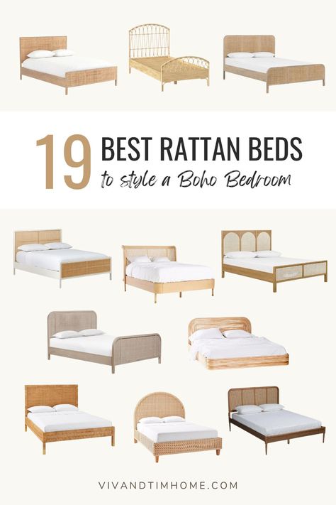 19 Best Rattan Beds for a Boho Bedroom (2024) - VIV & TIM Cane Bedroom, Rattan Bed Frame, Rattan Bedroom, Cane Bed, Rattan Bed, Rattan Headboard, Rattan Dining Chairs, Modern Bedroom Decor, Furniture Trends