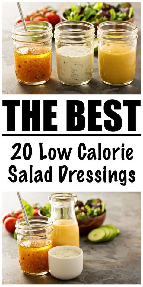 The BEST Low Calorie Salad Dressing Recipes! Low Calorie Asian Dressing, Low Calorie Dressing Recipe, Low Calorie Salad Dressing Recipes, Low Fat Salad Dressing, Low Calorie Salad Dressing, Cobb Salad Dressing, Healthy Salad Dressing Recipes, Low Carb Salad Dressing, Healthy Salad Dressings