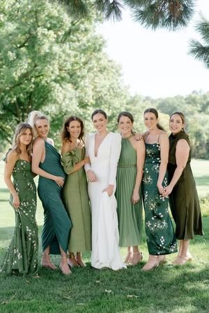 Natural Green Bridesmaid Dresses, Wedding With Green Bridesmaid Dresses, Small Bridal Party Dresses, Mix And Match Green Bridesmaid Dresses, Green Mix And Match Bridesmaid Dresses, Mixed Green Bridesmaid Dresses, Shades Of Green Bridesmaid Dresses, Green Bridesmaid Dresses Mismatched, Mismatched Wedding Party