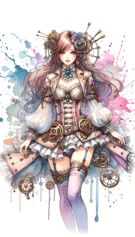 Steampunk Female Art, Steampunk Art Illustration, Steampunk Princess, Steampunk Drawing, Steampunk Illustration, Steampunk Fairy, Japanese Art Samurai, Steampunk Artwork, Mode Steampunk