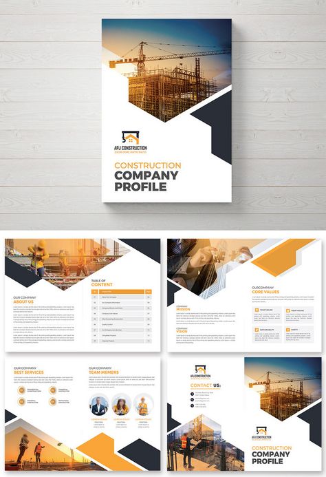 Construction Template Design, Construction Company Portfolio, Free Indesign Templates, Construction Company Profile Template, Dairy Front Page Design, Company Profile Design Templates Free, Construction Brochure Design, Construction Company Profile Design, Construction Poster Design