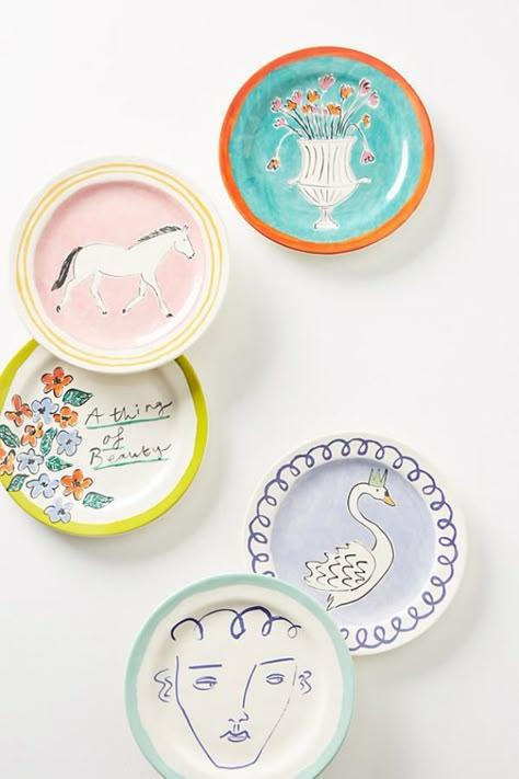 Anthropologie Plates, Dessert Design, Luke Edward Hall, Edward Hall, Unique Hostess Gifts, Pecking Order, Indoor Recess, China Shop, Pottery Painting Designs