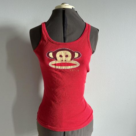 Womens y2k paul frank tank top 

To help the peeling... - Depop Paul Frank Tank Top, Paul Frank Monkey Shirt, Paul Frank Pfp, Paul Frank Outfit, Paul Frank Clothes, Aesthetic Tops Vintage, Y2k Tank Top Outfit, Paul Frank Y2k, Frank Paul