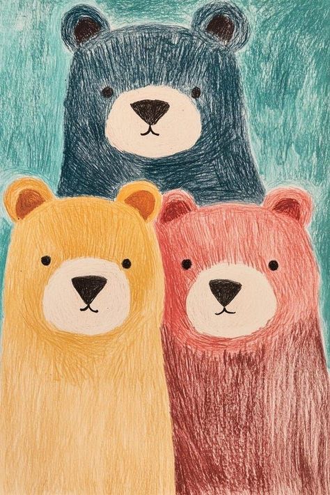 Whimsical Bear Family Canvas Print Colorful Wall Art Cute Home Decor Digital Download Inspired by Folk Art by CustomCanvasCurators Check out this adorable bear family canvas print! 🐻🎨 Perfect for adding a pop of color and charm to any child's room or playful space. The vibrant hues and whimsical style make it a delightful conversation starter for both kids and adults. And the best part? You can get it as a digital download or printed canvas to suit your decorating needs. Brighten up your ho... Whimsical Bear Art, Whimsy Aesthetic, Black Bears Art, Expressive Faces, Bear Artwork, The Three Bears, Conversational Prints, Nursery Artwork, Bear Cute