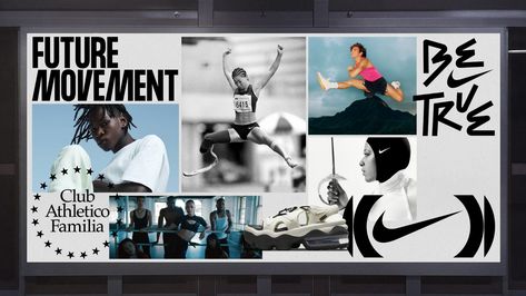 NIKE Future Movement, Branding : New Studio Nike Poster, Sport Branding, Sport Banner, Sports Graphic Design, News Studio, Sport Poster, Design System, Logo Concept, Sports Design