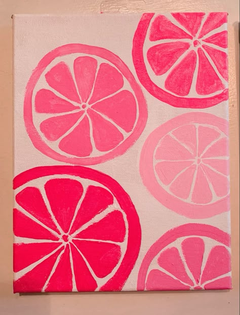 Preppy painting room decor diy wall art preppy cute pink citrus Painting Ideas Preppy, Preppy Drawings, Preppy Artwork, Preppy Paintings, Diy Canvas Art Easy, Cute Easy Paintings, Mini Toile, Pink Canvas Art, Preppy Art