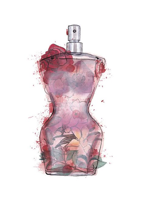 A4 Mounted Print of an Illustration of Jean Paul by RachelCorney 39 Perfume, Perfume Art Painting, Cool Perfume, Perfume Artwork, Kate Spade Perfume, Parfum Gucci, Painting Sunrise, Perfume Logo, Botanical Fashion