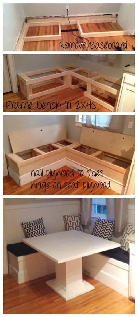 Dröm Hus Planer, Breakfast Nook With Storage, Diy Breakfast Nook, Diy Bank, Diy Home Decor For Apartments, Diy Breakfast, Cheap Living Room Decor, Kitchen Apartment, Kitchen Banquette