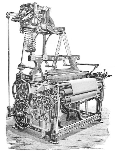 Edmund Cartwright's Calico Power Loom - This machine helped to shape the textile industry during the early days of the Industrial Revolution in Great Britain. Industrial Revolution Lessons, Mechanical Loom, Dark Satanic, Cc Cycle 2, Loom Machine, Weaving Machine, Cotton Mill, Dobby Fabric, Weaving Looms