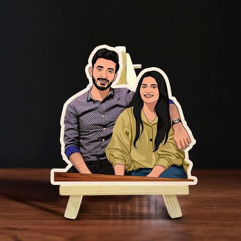 Acrylic Gift Ideas, Acrylic Table Top, Bride Cartoon, Arabic Bridal Mehndi Designs, Diy Framed Art, Caricature Gifts, Paper Cutout Art, Caricature From Photo, Laser Cut Wood Crafts