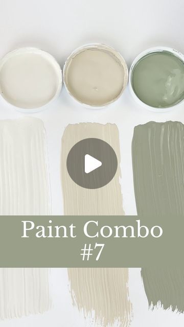 Loralee AhMu | I’m loving this color combo. What do you think?   1️⃣ Greek Villa is a warm, slightly off-white paint color with creamy undertones.... | Instagram Off White Colour Combination, Greek Villa Color Palette, Green Beige Color Palette, Muted Green Color Palette, Paint Combinations Interior, 2 Tone Wall Paint Ideas, Beige Color Combinations, Living Room Colour Combination, Beige Exterior House Colors