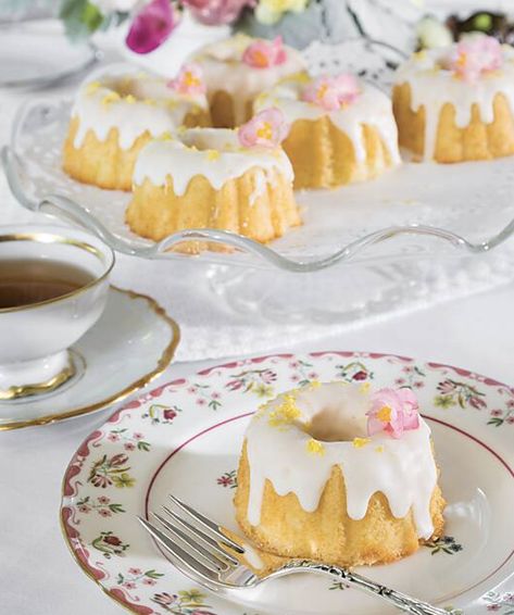 Looking for the perfect conclusion to your tea party? Bring your afternoon tea to a close with beautiful and scrumptious miniature cakes, like these dainty Mini Lemon Bundt Cakes that graced the cover of our March/April 2021 issue. Find a lovely collection of 9 scrumptious petite treats for teatime at https://bit.ly/3hACh7T. China courtesy of @replacementsltd. Lemon Bundt Cakes, Mini Lemon Bundt Cakes, Lemon Glaze Recipe, Tea Sandwiches Recipes, Miniature Cakes, Sandwiches Recipes, Sweet Glaze, Lemon Bundt Cake, Mini Bundt