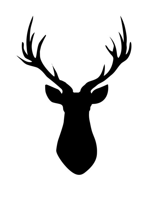 Ever popular FREE Printable Deer Head Silhouette madeinaday.com Deer Pumpkin, Hirsch Silhouette, Deer Head Silhouette, Stencils Tutorials, Black Deer, Head Silhouette, Head Drawing, Deer Silhouette, Stag Head