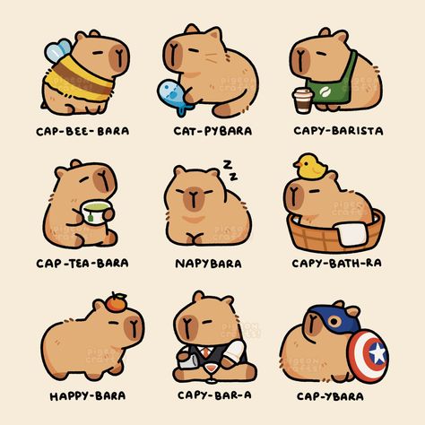 Cartoon Capybara Drawing, Capybara Drawing Doodle, Capybara Illustration Cute, How To Draw Capybara, Kapibara Drawing, Capybara Drawing Simple, Draw Capybara, Capybara Cute Drawing, Capybara Craft