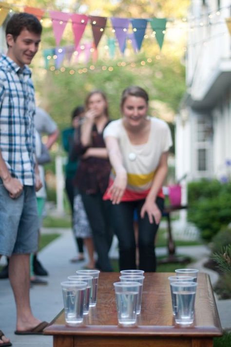 A “Team Pink” vs. “Team Blue” ball toss will bring out the competitors in your guests. Layout equal parts pink and blue plastic cups, and have each team toss their balls into their assigned colored cups. OR, hand each team equal amounts of dyed ping pong balls – pink for girls, blue for boys. The team with the most balls in the cups, wins! Gender Reveal Party Games Activities, Baby Reveal Party Games, Gender Reveal Activities, Reveal Party Games, Gender Reveal Party Games, Gender Reveal Games, Team Pink, Baby Reveal Party, Gender Reveal Party Ideas