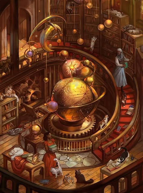 "Black Phoenix Alchemy Lab: Scholar's Tower", by Julie Dillon Art Steampunk Kunst, Steampunk Tendencies, Art Steampunk, Fantasy Places, Fantasy Setting, Steampunk Art, High Fantasy, Arte Fantasy, 판타지 아트