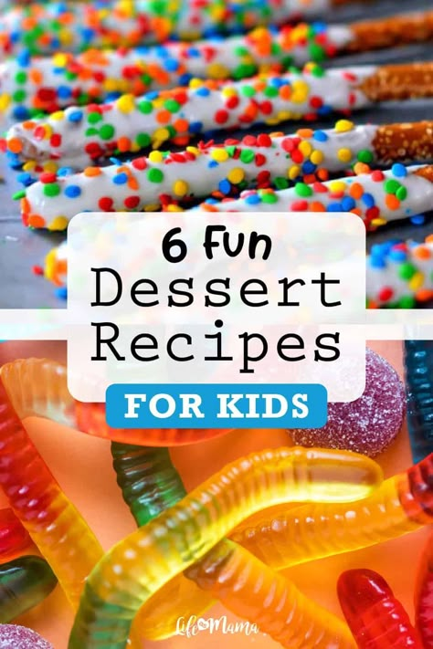 It's great to keep the family eating healthy most of the time, but sometimes you need to indulge! These 6 fun desserts are super kid-friendly and delicious for your kiddos (and for you). Check out the recipes on LifeAsMama.com! | #dessert #recipes #lifeasmama #kids #kidfriendlyrecipes Summer Treats To Make With Kids, Easy Cooking For Kids At School, Fun Kids Food Ideas, Fun Recipes For Dessert, Easy Kid Desserts Fun, Vbs Dessert Ideas, Fun Summer Treats For Kids, Fun Food Crafts For Kids, Kids Summer Desserts