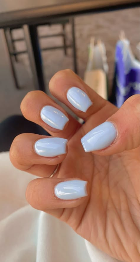 Pretty Short Nails Simple Blue, Pastel Blue Dip Powder Nails, Light Blue Acrylic Nails Coffin Short, Gel Nails Ideas Light Blue, Nails 2023 Trends Light Blue, Cute Light Blue Nails Short, Acrylic Nail Light Blue, Nail Inspired Acrylic, Simple Light Blue Nails Short