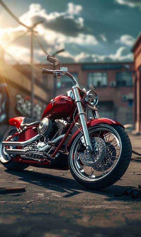 Prompt 👉a red motorcycle parked in a parking lot, by Austin English, avatar image, industries, harley davidson, with dramatic lighting, slick tires, perfect crisp sunlight, cycles4d, firey, professional photography 👉 if Like, please Follow and Share AI Graphics Studio 👇Contact on WhatsAPP: http://tiny.cc/aigraphicsstudio #aigraphicsstudio #AI #DigitalMarketing #digitalartist #digitalart #digital #creativephotography #designinspiration #graphicdesigner #smallbusinessbigdreams #automation #AI... Harley Davidson Photography, Motorbike Photos, Custom Motorcycle Paint Jobs, Harley Davidson Wallpaper, Estilo Cholo, Motorcycle Paint Jobs, Road Motorcycle, Red Motorcycle, Harley Davidson Art