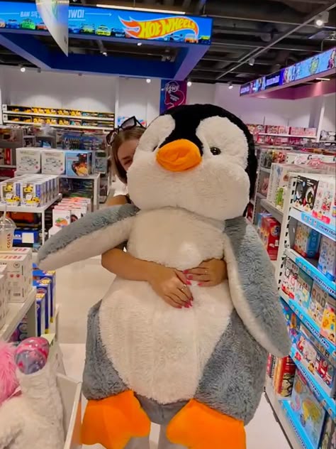 Penguin Stuff Toy Aesthetic, Penguin Stuff Toy, Soft Toys Aesthetic, Big Stuffed Animal, Cute Squishies, Stuff Animals, Dream Gift, Cute Stuffed Animals, Cute Toys