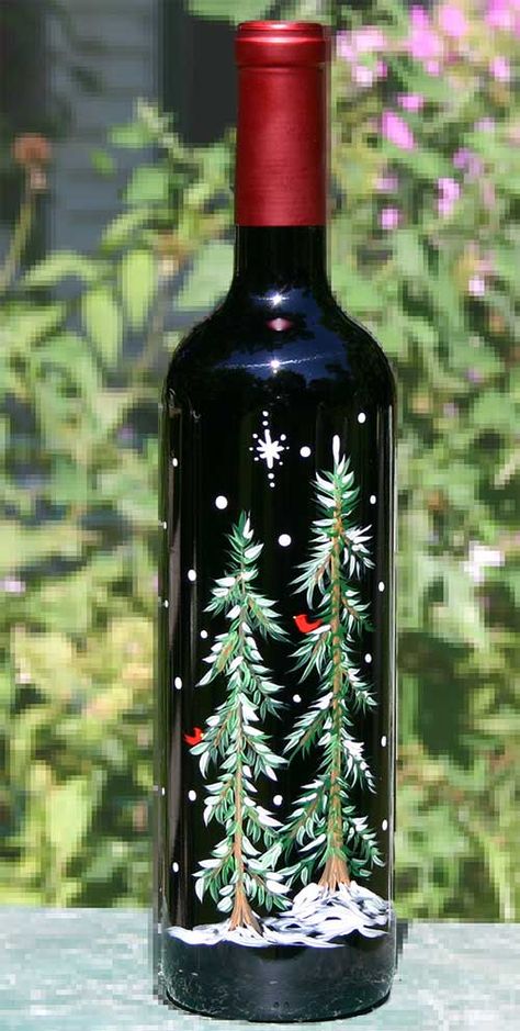 Examples Of Painted Wine Bottles | ... Hand Painted Wine Glasses and Painted Wine Bottles at Corkscrew Pointe Wine Bottle Project, Wine Bottle Corks, Painting Glass, Christmas Wine Bottles, Wine Bottle Art, Wine Bottle Diy Crafts, Hand Painted Wine Glasses, Painted Wine Bottles, Wine Bottle Diy