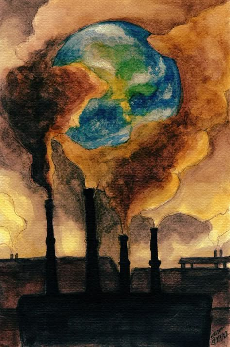 Save Earth Drawing, Earth Drawings, Planets Art, Earth Art, Nature Drawing, Art Poster Design, Gcse Art, Dessin Adorable, Air Pollution