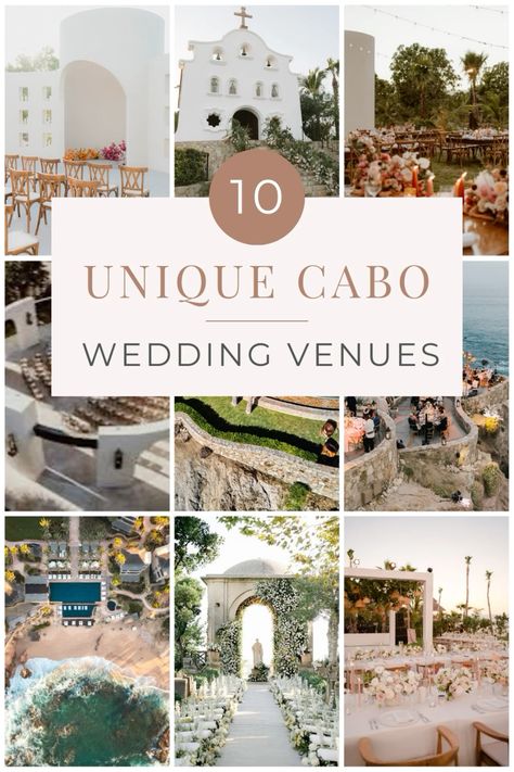 Discover 10 unique wedding venues in Cabo, Mexico! From beachfront resorts and elegant villas to lush gardens and rustic haciendas, these stunning locations offer the perfect backdrop for your dream wedding. Make your special day unforgettable in paradise! Cabo Wedding Venues, Destination Wedding Cabo, Beaches In Mexico, Mexico Wedding Venue, Wedding Cabo, Candlelit Wedding, Hacienda Wedding, Los Cabos Wedding, Unique Destination Wedding