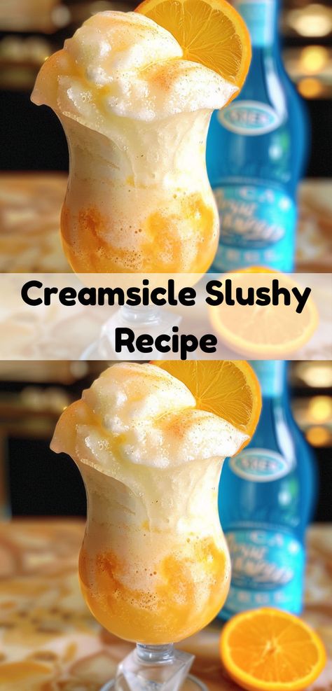 Easy creamsicle slushy recipe for a deliciously creamy and tangy drink. Slushie Machine Recipes, Slushy Recipes, Slushie Recipes, Slushie Machine, Slush Recipes, Slush Machine, Ninja Creami Recipes, Slushie Recipe, Creami Recipes