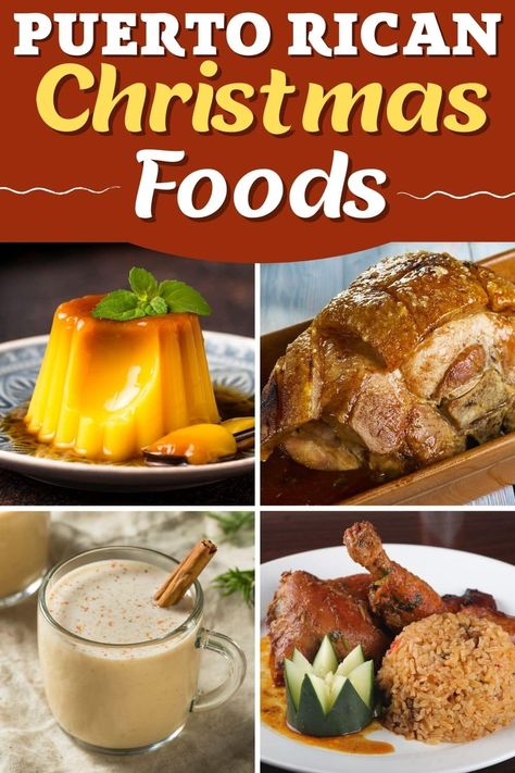 Celebrate the holidays island-style with these Puerto Rican Christmas foods! From roasted pork to codfish salad to coconut pudding, these recipes make one amazing feast! Puerto Rican Christmas, Puerto Rico Recipes, Puerto Rican Recipe, Puerto Rican Foods, Spanish Cooking, Carribean Food, Puerto Rican Dishes, Puerto Rico Food, Boricua Recipes