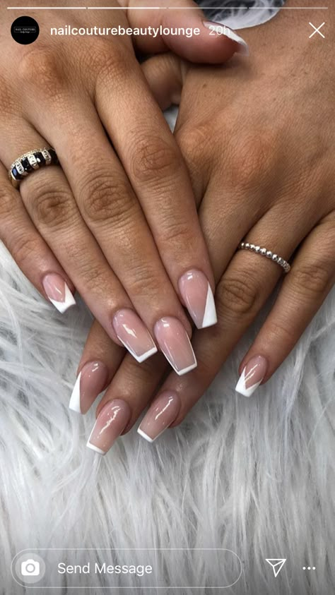 Prom 23, White Tip Nails, Classy Acrylic Nails, Tip Nails, Beauty Lounge, Short Acrylic Nails Designs, Girls Nails, Re A, Fabulous Nails