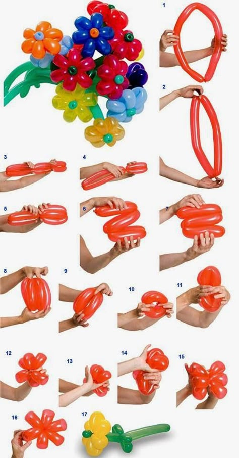 Easy Balloon Animals, Flower Balloons Diy, Party Balloons Diy, Balloon Bouquet Diy, How To Make Balloon, Deco Ballon, Twisting Balloons, Balloon Crafts, Diy Balloon Decorations