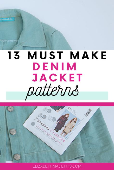 Making your own DIY denim jacket is one of the best ways to practice sewing denim, but where to start?  Here's 13 denim jacket patterns for everyone.  There's jeans jacket patterns for women, men, kids of all shapes and sizes from classic to creative to refashioned options. #sewing #denimjacket Jacket Patterns For Women, Denim Wool Jacket, Diy Womens Clothes, Sewing Denim, Old Clothes Diy, Jean Jacket Diy, Diy Denim Jacket, Sewing Jeans, Long Denim Jacket