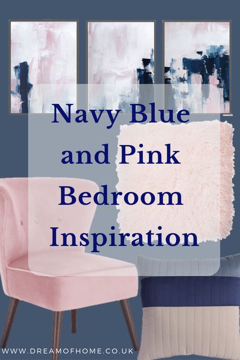 Looking for bedroom inspiration? This navy blue and pink decor inspiration post should help you out! Navy Blue And Pink Bedroom, Blue And Pink Decor, Blue And Pink Bedroom, Blush Bedroom, Navy Bedrooms, Navy Blue Bedrooms, Pink Bedroom Ideas, Navy Blue And Pink, Pink Bedroom Decor