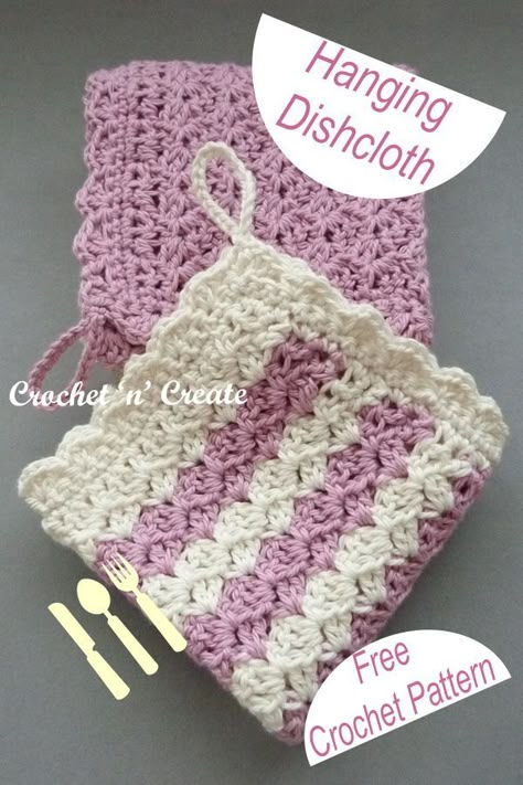 Hanging Dishcloth Crochet Pattern, Washcloth Pattern Crochet, Farmhouse Dishcloth Crochet Pattern, Crochet Face Cloth Free Pattern, Easy Crochet Free Patterns, Crochet Dishcloth Free Pattern, Crocheted Dishcloths, Crochet Washcloth Free Pattern, Crochet Dishcloth Pattern