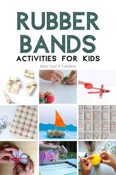 Amazing rubber band activities for kids - If you are looking for fun rubber band activities and games to play using a few other materials lying around your home, take a look at this list of amazing play ideas with rubber bands. Rubber Band Activities, Rubber Band Crafts, Fine Motor Activities For Kids, Painting Activities, Science Toys, Best Toys, Indoor Activities For Kids, Play Ideas, Play Based Learning