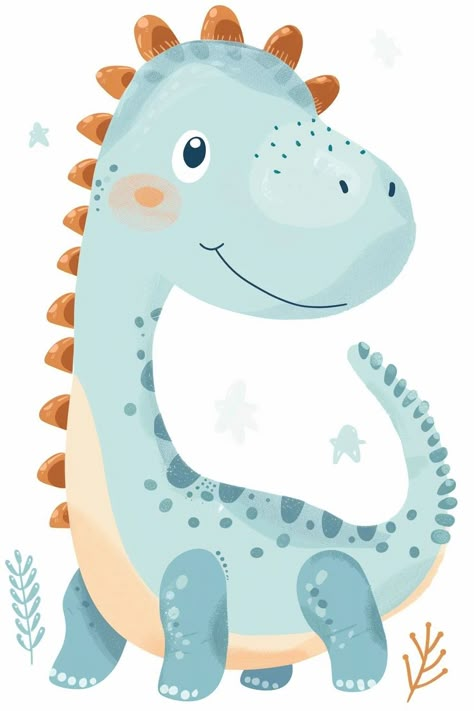 Midjourney Feed Head Illustration, Blue Dinosaur, Dinosaur Illustration, Logo Animal, Baby Frame, Baby Dino, Baby Drawing, Shark Party, Dinosaur Theme