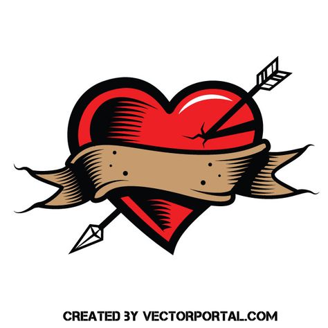 Heart pierced with an arrow vector graphics Love Heart Illustration, Sacred Heart Art, Arrow Vector, Love Banner, Blank Banner, Arrow Drawing, Heart Piercing, Arrow Tattoo, Clipart Free